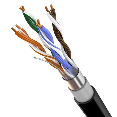 kupować Czarna sieć zasilany kabel Cat5e FTP zewnętrzny PE+PVC 24AWG 100% miedzi 1000FT online manufacture