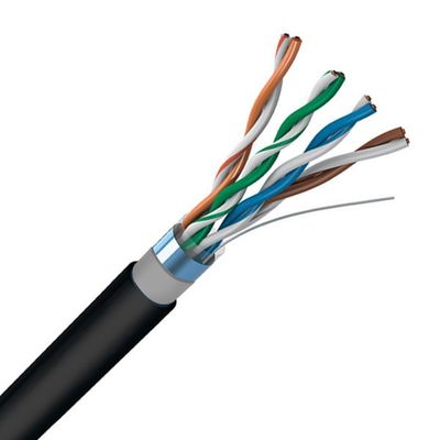 Buy Outdoor CAT5E FTP PE+PVC Cable 0.50mm Bare Copper Black Solid 1000ft online manufacture