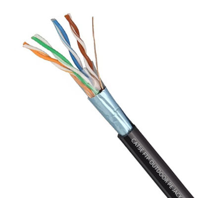 kupować Kabel zewnętrzny FTP CAT5E Kabel PE Jacket Kabel 0,45 mm Solid Copper With Black 1000FT online manufacture