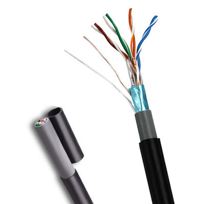 Buy 1000FT FTP CAT5E Outdoor PE+PVC 0.47mm Solid Black Network Cable Pass Fluke online manufacture