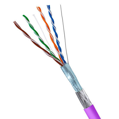 Buy 24AWG SFTP CAT5E Cable 100MHz Purple PVC Jacket Shielded Lan Cable 500FT online manufacture