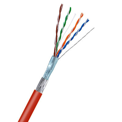 Buy 0.510mm Bare Copper Cat5e SFTP 24AWG Red PVC Jacket Wire 1000FT online manufacture