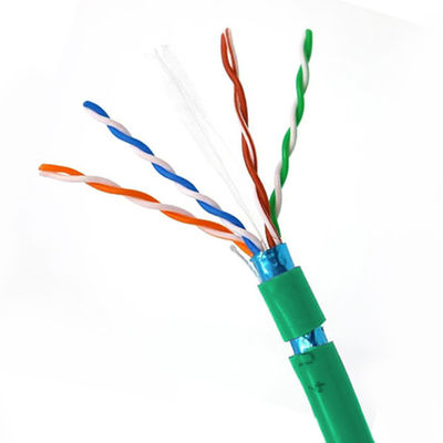 Buy 0.570mm Cat6 FTP 23AWG Copper Network Cable With Green PVC Jacket online manufacture