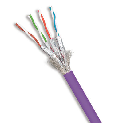 Buy Bulk Purple Cat7 SFTP 23AWG CPR Dca-S2 D2 A1 PVC Cable For 10Gbps Network 1000FT online manufacture